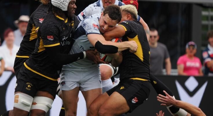 New England Free Jacks contre Houston Sabercats dans le championnat Major League Rugby 2025, samedi 28 juin au Centreville Bank Stadium de Rhode Island.