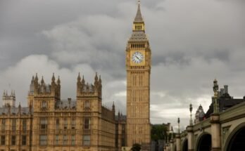 Vues des maisons du Big Ben et du Parlement à Westminster, ...