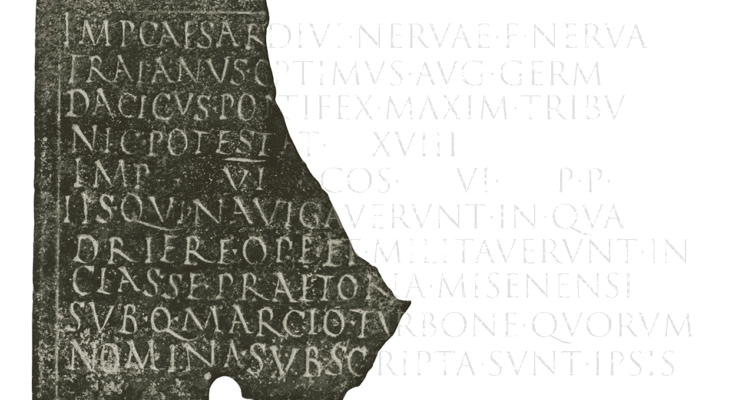 Séquence animée qui illustre la restauration de l'inscription à partir d'un fragment d'un examen militaire de bronze sardinien.