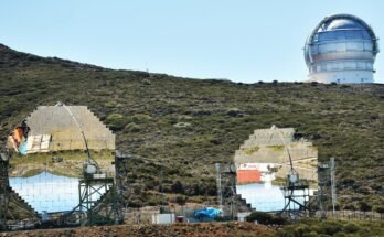 Vues de quelques télescopes en miroir par l'observatoire de Roque de Los Muchacho.
