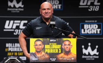 Nouvelle-Orléans, Louisiane - 17 juillet: le président et chef de la direction de l'UFC, Dana White, accueille la conférence de presse de l'UFC 318 au Smoothie King Center le 17 juillet 2025 à la Nouvelle-Orléans, en Louisiane. (Photo de Cooper Neill / Zuffa LLC)