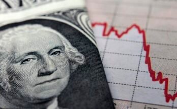 Graphique boursier à côté d'une facture de 1 dollars