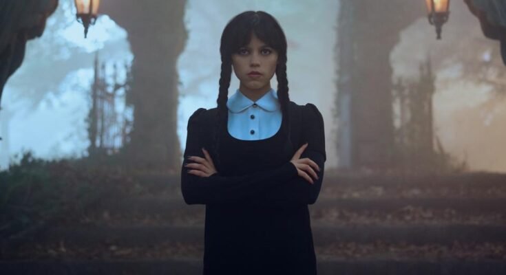 Mercredi. Jenna Ortega comme mercredi dans la section 206 mercredi. Cr. Bernard Walsh / Netflix © 2024