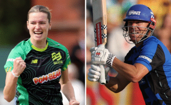 Divisez les graphiques par Southern Braves Lauren Bell et David Warner de Londres Spirit