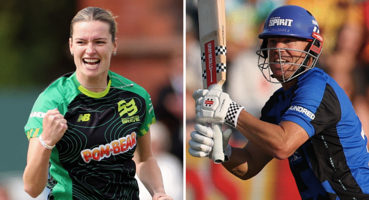 Divisez les graphiques par Southern Braves Lauren Bell et David Warner de Londres Spirit