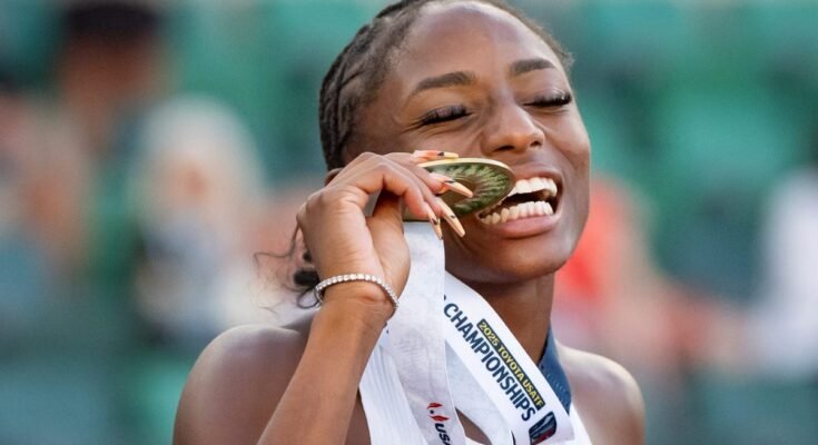 Vashti Cunningham saute après l'or, Melissa Jefferson-Woode fait une déclaration en 100