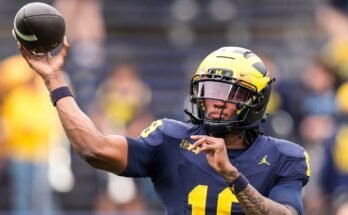Michigan Wolverines football head coach Sherrone Moore could serve a suspension. (Photo by Rick Osentoski-Imagn Images)
