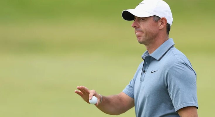Portrush, Irlande du Nord - 20 juillet: Rory McIlroy d'Irlande du Nord Putts sur le sixième vert du quatrième jour du 153e Championnat ouvert au Royal Portrush Golf Club le 20 juillet 2025 à Portrush, en Irlande du Nord. (Photo de Christian Petersen / Getty Images)