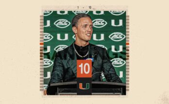 Carson Beck est maintenant sur le quart-arrière pour Miami. (Grant Thomas / Yahoo Sports)