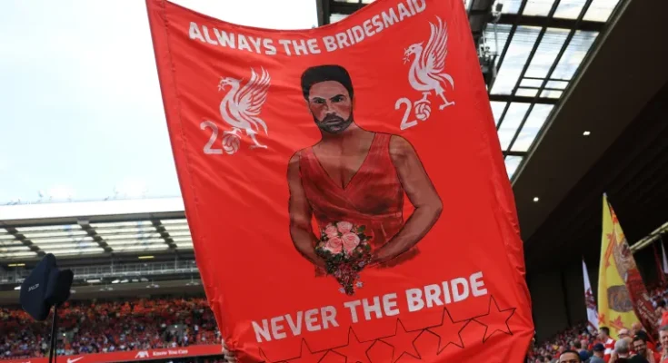 Bannière Mikel Arteta à Anfield